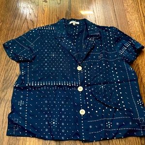 Button up geometric floral top